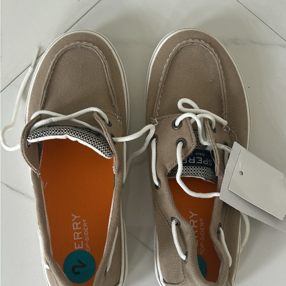 Sperry Beige Canvas Boat Shoes